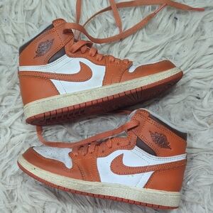 Nike Kids Retro Air Jordan 1 Orange and White Sneakers